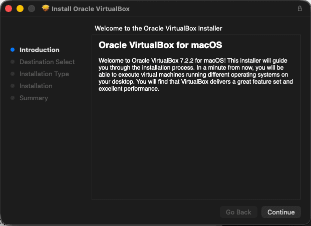 VirtualBoxインストーラー画面(イントロダクション)